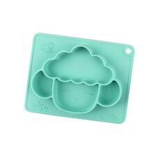 M010094 Piatto piano in silicone per bambini Ciotola per mangiare anti-caduta grigliata Ciotola per ventosa antiscivolo per alimenti complementari per bambini (verde)