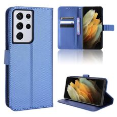 Per Samsung Galaxy S21 Ultra 5G Diamond Texture Telefono in pelle (blu)