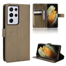 Per Samsung Galaxy S21 Ultra 5G Diamond Texture Telefono in pelle (Brown)