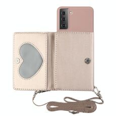 Per Samsung Galaxy S22 5G Crossbody Crossbody Cardbody Banking Bait Bait Case (Rosa)