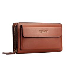 Leinasen A82 Uomo Uomo Uomo Clip di lavoro Lunga grande capacità Casual Zipper multi-card (marrone)