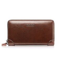 Borse Weixier W88 Uomo PU Portafoglio a mano a mano a prova a mano PU (Brown)