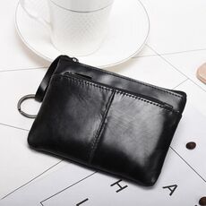 AP127 Uomo / Ladies Cambia il portafoglio con cerniera della frizione Portafoglio Breve Carta da vacchetta (Nero)