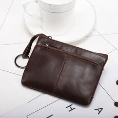 AP127 Uomo / Ladies Cambia il portafoglio con cerniera della frizione Portafoglio Breve Carta da vacchetta (Brown Dark)