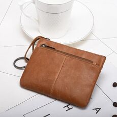 AP127 Uomo / Ladies Cambia il portafoglio della cerniera della frizione Portafoglio Breve Porta carte di vacchetta (Brown)