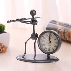 2 Pz in ferro in acciaio inox piccolo orologio da tavola retrò personalità orologio regalo di compleanno (c63 flauto clock)