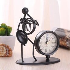 2 Pz in ferro in acciaio inox piccolo orologio da tavolo retrò personalità orologio regalo di compleanno (c67 orologio corno francese)