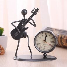 2 pz in ferro in acciaio inox piccolo orologio da tavolo retrò personalità orologio regalo di compleanno (c68 chitarra clock)