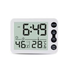 Termometro interni multifunzione e igrometro Ampia Sveglia larga Sveglia da cucina Countdown Electronic Countdown Timer (pulsante nero con shell nero)