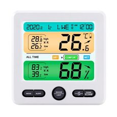 TERMOMETRO DISPLAY DISPLAY DIGITALE INTERNO E IGROOMETRO OROLOGIO ELETTRONICO A GRANDOLOGGIO GOMUMENTO (TS-6211-W)