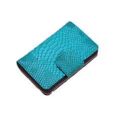 Portafoglio con cerniera in pelle con frizione in pelle da donna Python (Emerald)
