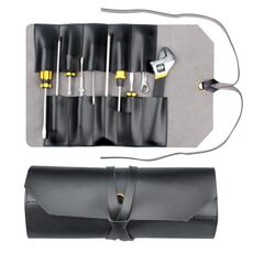 CL97 multi-funzione Toolkit Borsa per utensili in pelle in pelle con doppia borsa per chiave a due usi addensati (nero)