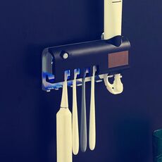 Porta spazzolino da denti a parete per bagno sterilizzatore a raggi ultravioletti (nero)