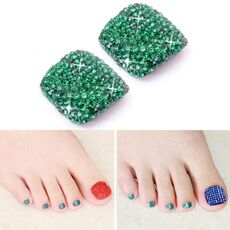 2 PCS Crystal Falso Nail Art Tips Adesivi per decalcomanie con strass a copertura totale (NO: 18)