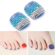 2 PCS Crystal Fake Nail Art Tips Adesivi per decalcomanie con strass a copertura totale (NO: 20)