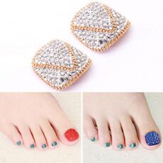 2 PCS Crystal Fake Nail Art Tips Adesivi per decalcomanie con strass con copertura completa per unghie (NO: 23)