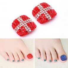 2 PCS Crystal Fake Nail Art Tips Adesivi per decalcomanie con strass a copertura totale (NO: 26)