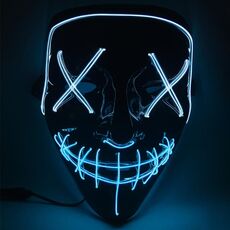 Halloween Festival Party X Face Seam Bocca Maschera di luminescenza LED a due colori (bianco blu)