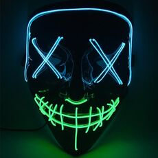 Maschera di luminescenza LED a due colori per Halloween Festival Party X Face Seam Bocca (blu verde)
