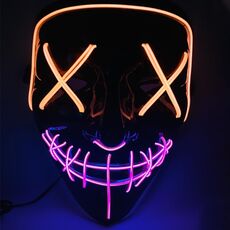 Halloween Festival Party X Face Seam Bocca Maschera di luminescenza LED a due colori (arancione viola)