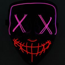 Halloween Festival Party X Face Seam Bocca Maschera di luminescenza LED a due colori (viola rosso)