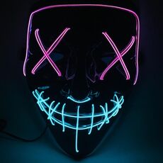 Halloween Festival Party X Face Seam Bocca Maschera di luminescenza LED a due colori (viola blu)