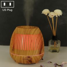 400ml Hollow-out LED Umidificatore a grana di legno Purificatore d'aria Macchina per aromaterapia Spruzzatore automatico di alcol con luce LED colorata, Spina Specifica: spina americana (marrone chiaro)