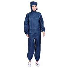 Tuta da lavoro antipolvere con cappuccio diviso antistatico a righe, taglia: S (blu navy)