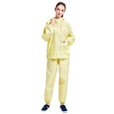 Tuta da lavoro antipolvere con cappuccio diviso antistatico a righe, taglia: XXXL (giallo)