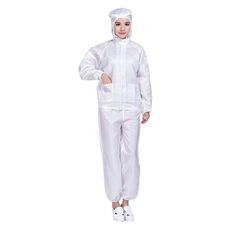 Tuta da lavoro antipolvere con cappuccio diviso antistatico a righe, taglia: XXXXXL (bianco)