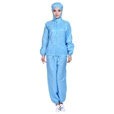Tuta da lavoro antipolvere con cappuccio diviso antistatico a righe, taglia: XXXXXL (blu)