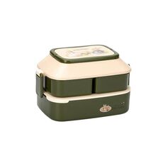 Scatola di pranzo in plastica carino coniglio doppio strato scatola di pranzo grande capacità portatile, stile: grande verde