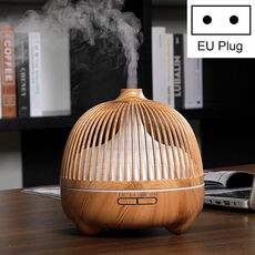 Bird Cage Wood Graphic Aromatherapy Machine Ultrasuoni Smart Home Smart Colorful Night Light Humidificatore Hollow Humidificatore, Specifiche del prodotto: Spina dell'UE (modello di legno chiaro)