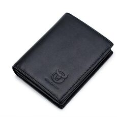 BULL CAPTAIN 027 Portafoglio da uomo corto antifurto Portafoglio addensato multi-carta in pelle, colore: nero