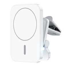 adj-987 15W Magsafe caricatore wireless per presa d'aria magnetica per auto con indicatore LED (bianco)