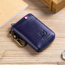 BULL CAPTAIN 474 Portamonete multifunzionale in pelle da appendere alla vita Borsa portachiavi anti-spazzola, colore: blu