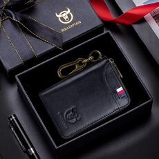 BULL CAPTAIN 474 Portamonete multifunzionale in pelle da appendere alla vita Borsa portachiavi anti-spazzola, colore: confezione regalo nera