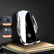 Supporto magnetico per telefono per auto con caricatore wireless a rotazione A1 360 (argento)