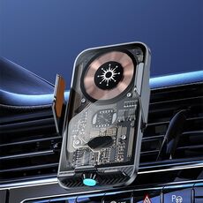 Supporto per caricabatterie wireless di tipo C trasparente aperto automaticamente da 15 W per auto C11 (grigio)