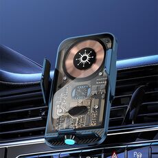 Supporto per caricabatterie wireless di tipo C trasparente aperto automaticamente da 15 W per auto C11 (blu)