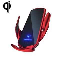 Q3 Staffa per telefono di ricarica wireless per auto magnetica a induzione a infrarossi con connettore magnetico Micro USB + 8 pin + Type-C / USB-C (rosso)