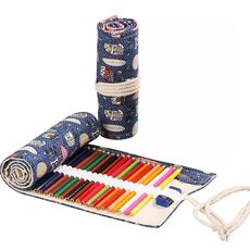 2 pezzi 36 fori 36 fori fatti a mano della penna della penna della tenda della penna della tenda di grande capacità per ragazzi e ragazze Color matita schizzo scatola di cancelleria (gufo)