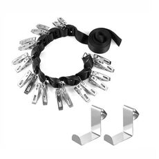 Back Door Cappello a gancio porta Indietro Stoccaggio e smistamento cordino casa Camera Abbigliamento Rack metallo Hook, Stile: 1 Lanyard + 20 clip + 2 Ganci (nero)