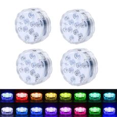 LED Telecomando Telecomando Piscina per immersione per immersione impermeabile Lampada subacquea, Specifiche: 7cm 10 LED + IR Telecomando a 24 chiavi (4 PC + 4 Telecomando)