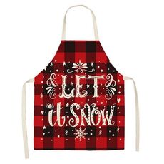 2 PCS Natale Plaid Series Cotton and Linen Grembiule per la pulizia della casa, Specifica: 68 x 55 cm (wq-001301)