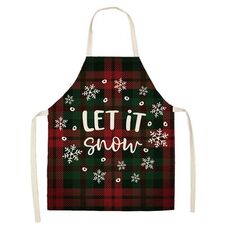 2 PCS Natale Plaid Series Cotton and Linen Grembiule per la pulizia della casa, Specifica: 68 x 55 cm (wq-001302)