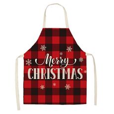 2 PCS Natale Plaid Series Cotton and Linen Grembiule per la pulizia della casa, Specifica: 68 x 55cm (WQ-001310)