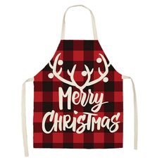 2 PCS Natale Plaid Series Cotton and Linen Grembiule per la pulizia della casa, Specifica: 47 x 38 cm (wq-001311)