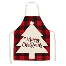 2 PCS Natale Plaid Series Cotton and Linen Grembiule per la pulizia della casa, Specifica: 47 x 38 cm (wq-001312)
