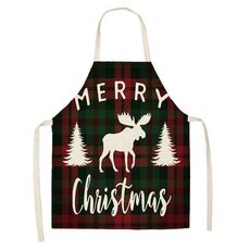 2 PCS Natale Plaid Series Cotton and Linen Grembiule per la pulizia della casa, Specifica: 47 x 38 cm (wq-001313)